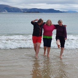 Anne, Ann and Lynda at Keem Beach.